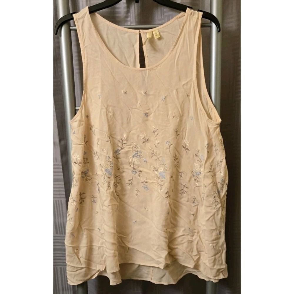 Chenault Women's Pink/Peach Embroidered Sleeveless Blouse Floral Size X-Large